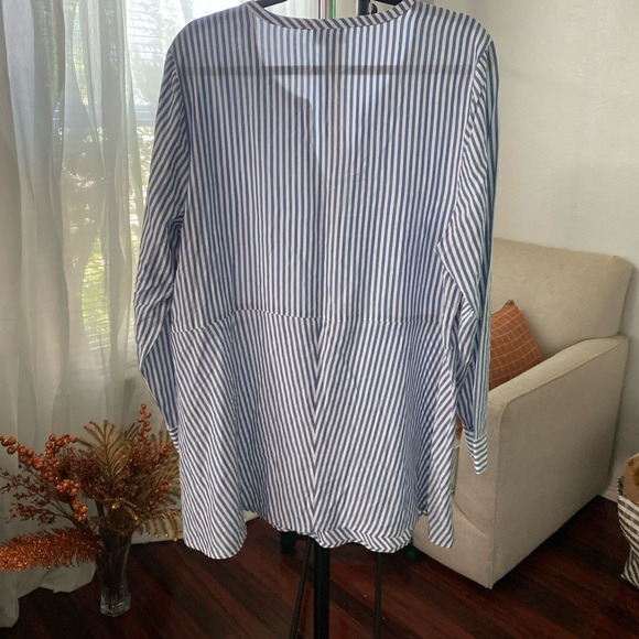 J. Jill Women's Tunic Top White & Blue Stripe Button Up Shirt Blouse SZ XL (B-6) - Picture 3 of 11
